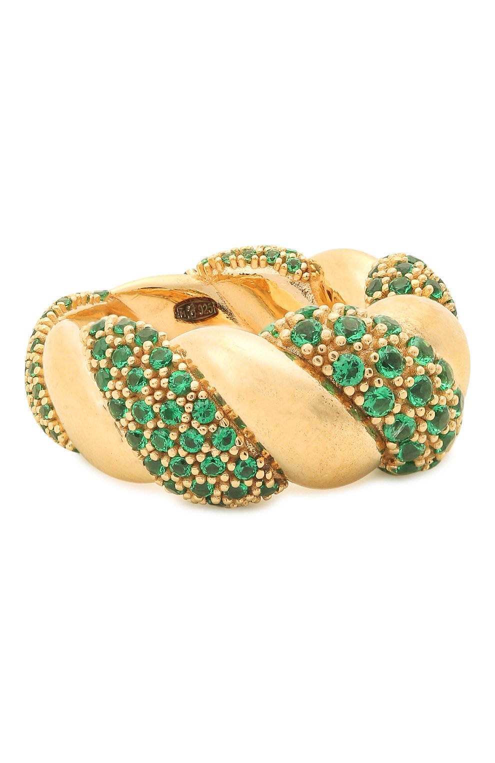 Кольцо BOTTEGA VENETA зеленого цвета по цене 112500 руб., арт. 665858/VX821, фото 1 Кольцо BOTTEGA VENETA, арт. 665858/VX821, фото 1