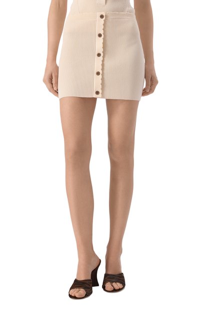 Юбка из вискозы YUZEFI кремового цвета по цене 29950 руб., арт. YUZSS25-RW-KN19-32, фото 3 Юбка из вискозы YUZEFI, арт. YUZSS25-RW-KN19-32, фото 3