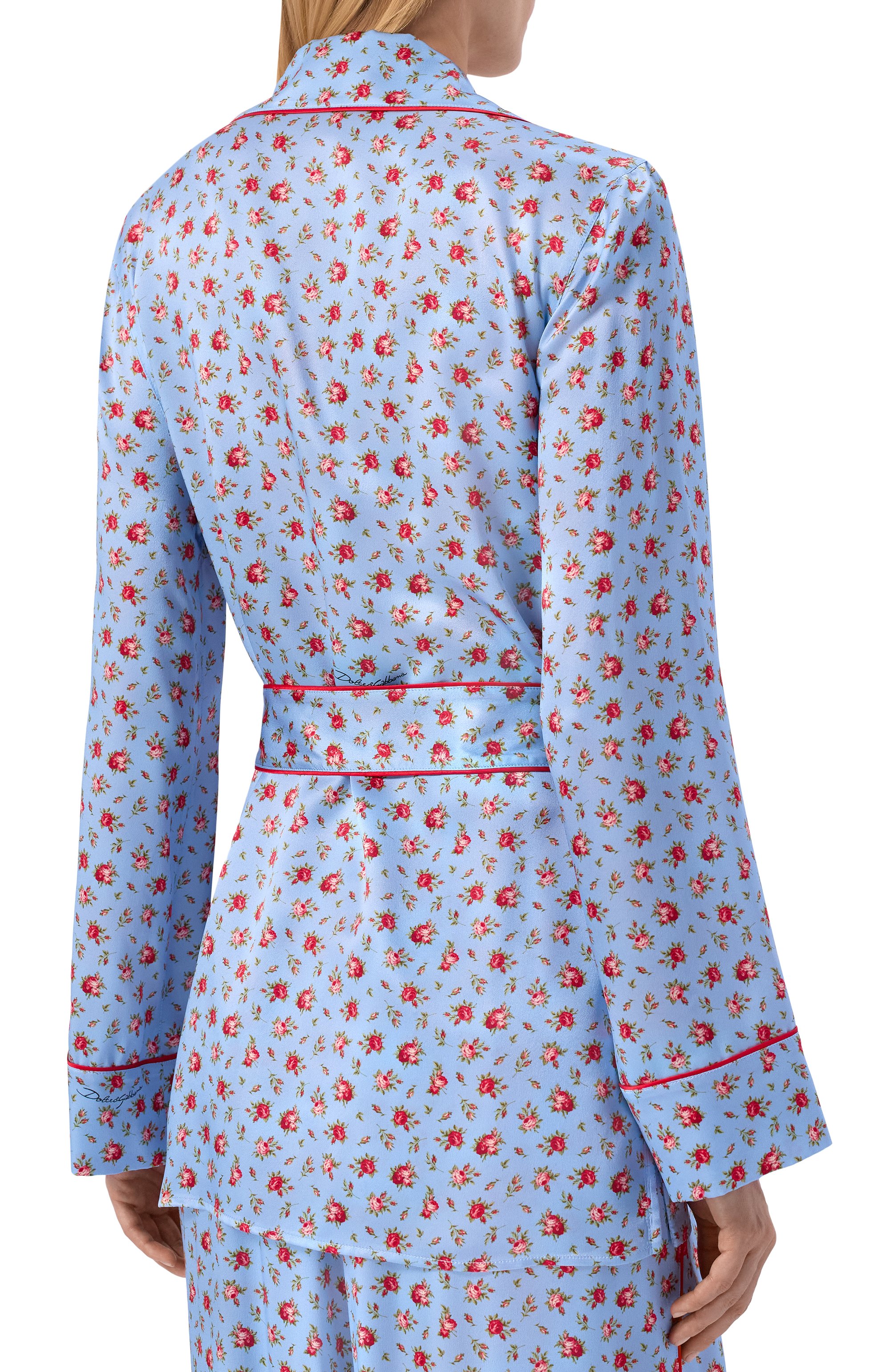 Шелковая блузка DOLCE & GABBANA голубого цвета по цене 297000 руб., арт. F5Q03T/IS10H, фото 4 Шелковая блузка DOLCE & GABBANA, арт. F5Q03T/IS10H, фото 4