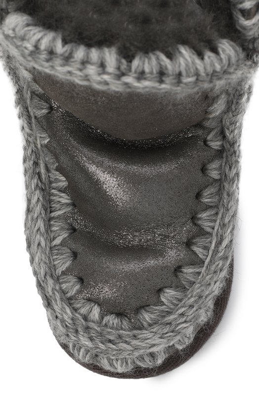 Кожаные сапоги Mou Серебряный, фото 4