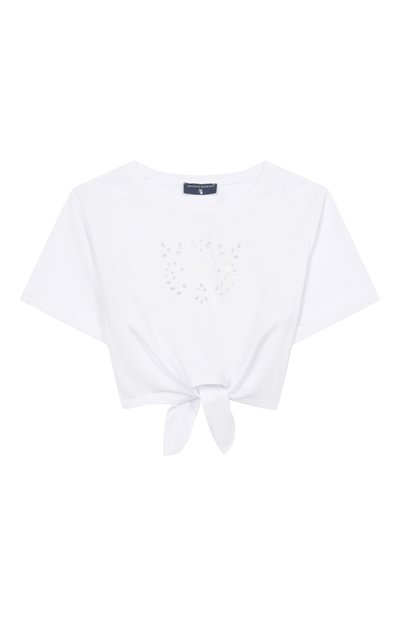 Детская хлопковая футболка ERMANNO SCERVINO белого цвета по цене 12000 руб., арт. Z1G609 | Фото 1 Хлопковая футболка ERMANNO SCERVINO, арт. Z1G609