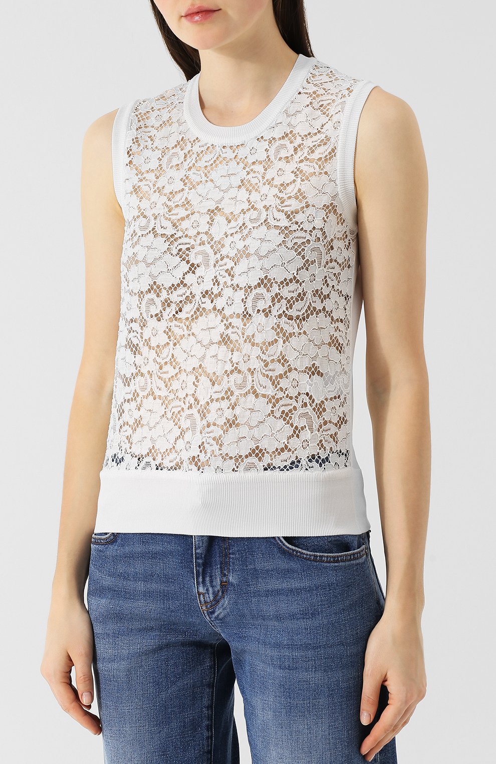 Кружевной топ из смеси шелка и хлопка DOLCE & GABBANA, арт. FX183T/JAMJN, фото 3