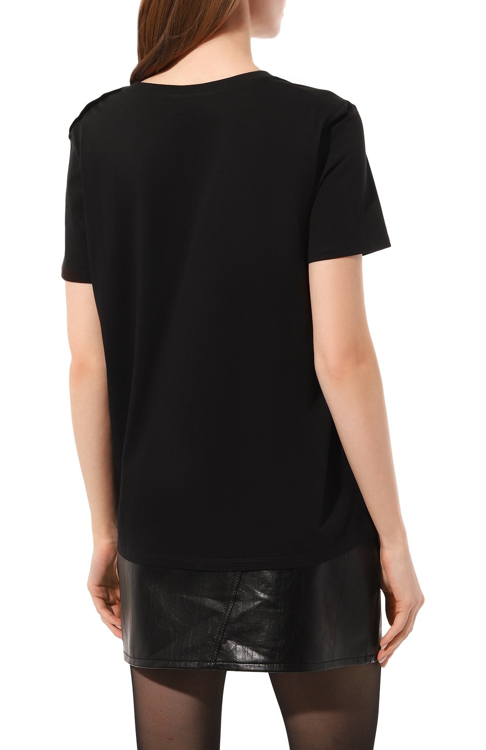 Хлопковая футболка BALMAIN черного цвета по цене 42750 руб., арт. YF0EF005BB02/EAB, фото 4 Хлопковая футболка BALMAIN, арт. YF0EF005BB02/EAB, фото 4
