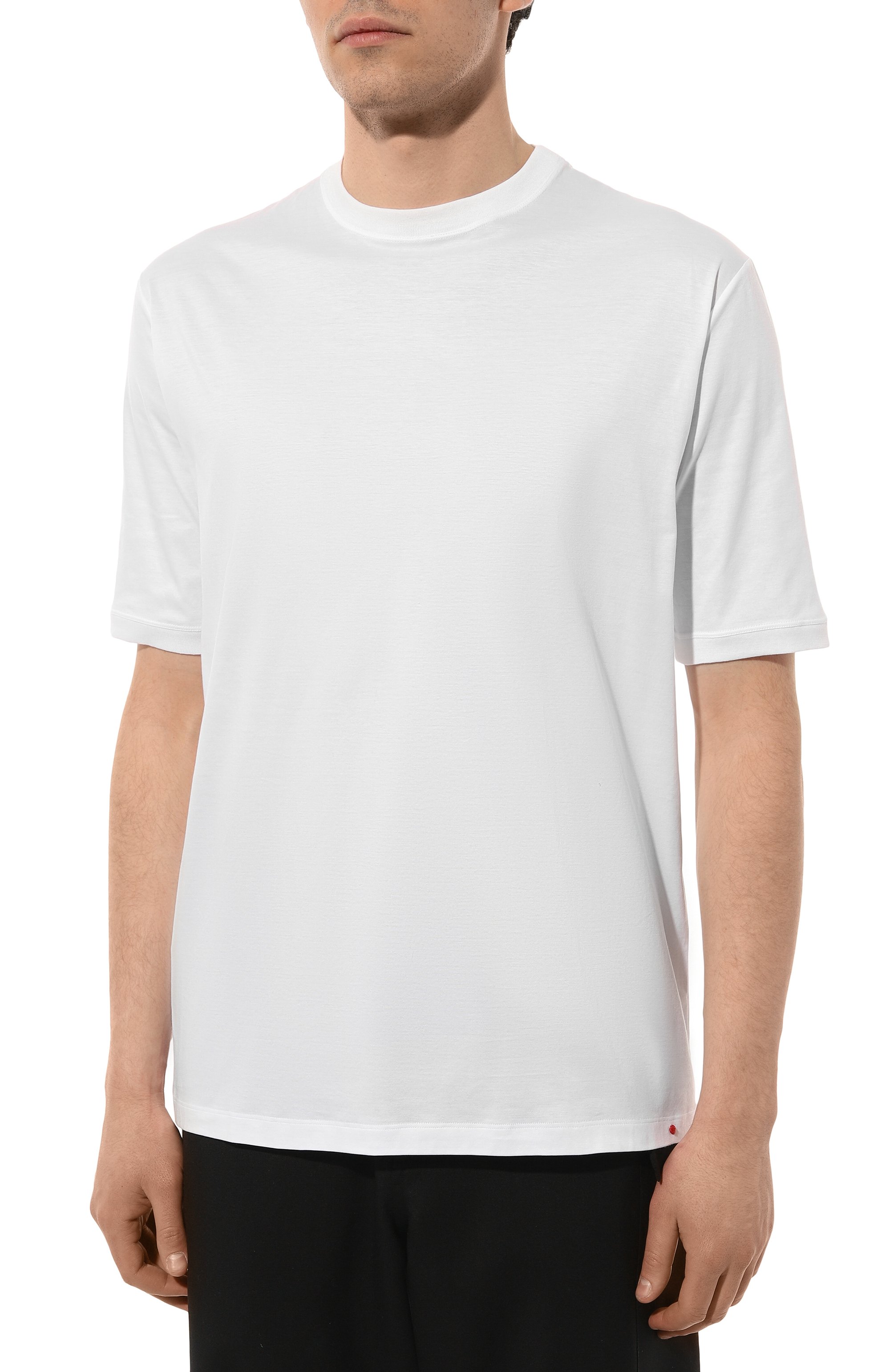 Хлопковая футболка KITON белого цвета по цене 43100 руб., арт. UMC029H08800, фото 3 Хлопковая футболка KITON, арт. UMC029H08800, фото 3