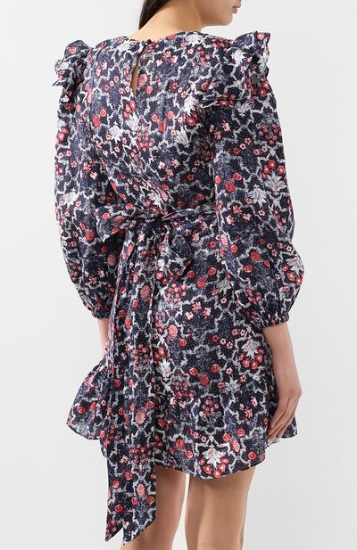 Льняное платье с принтом ISABEL MARANT ETOILE синего цвета по цене 35250 руб., арт. R01288-19P025E/TELICIA, фото 4 Льняное платье с принтом ISABEL MARANT ETOILE, арт. R01288-19P025E/TELICIA, фото 4
