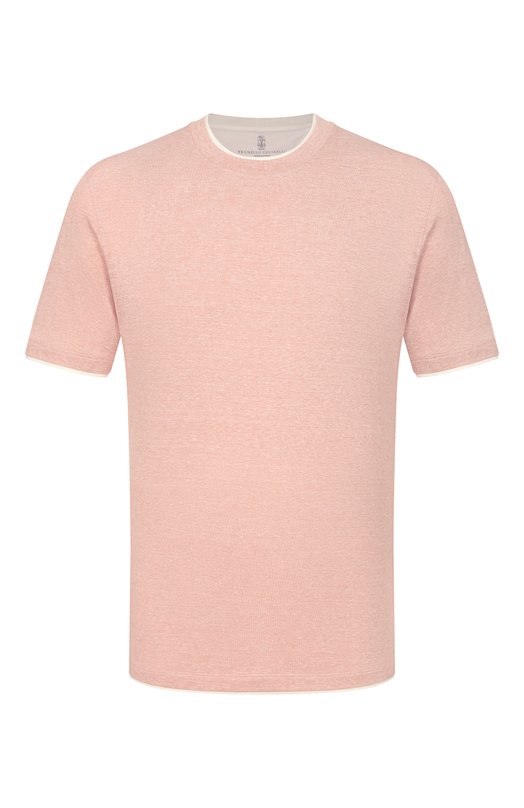 Футболка изо льна и хлопка Brunello Cucinelli MW8357427 Розовый MW8357427