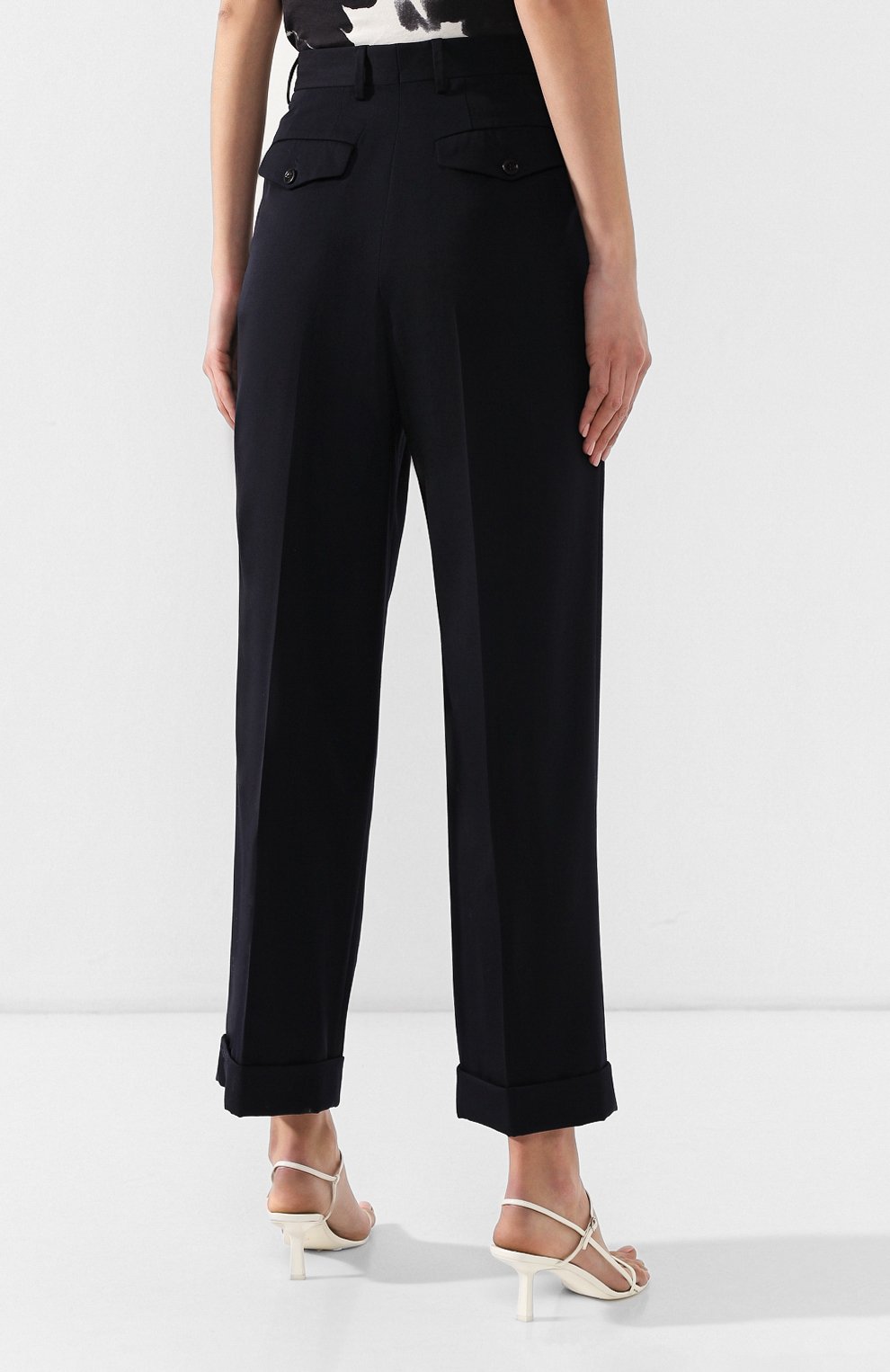 Шерстяные брюки DRIES VAN NOTEN темно-синего цвета по цене 48050 руб., арт. 191-30920-7228, фото 4 Шерстяные брюки DRIES VAN NOTEN, арт. 191-30920-7228, фото 4