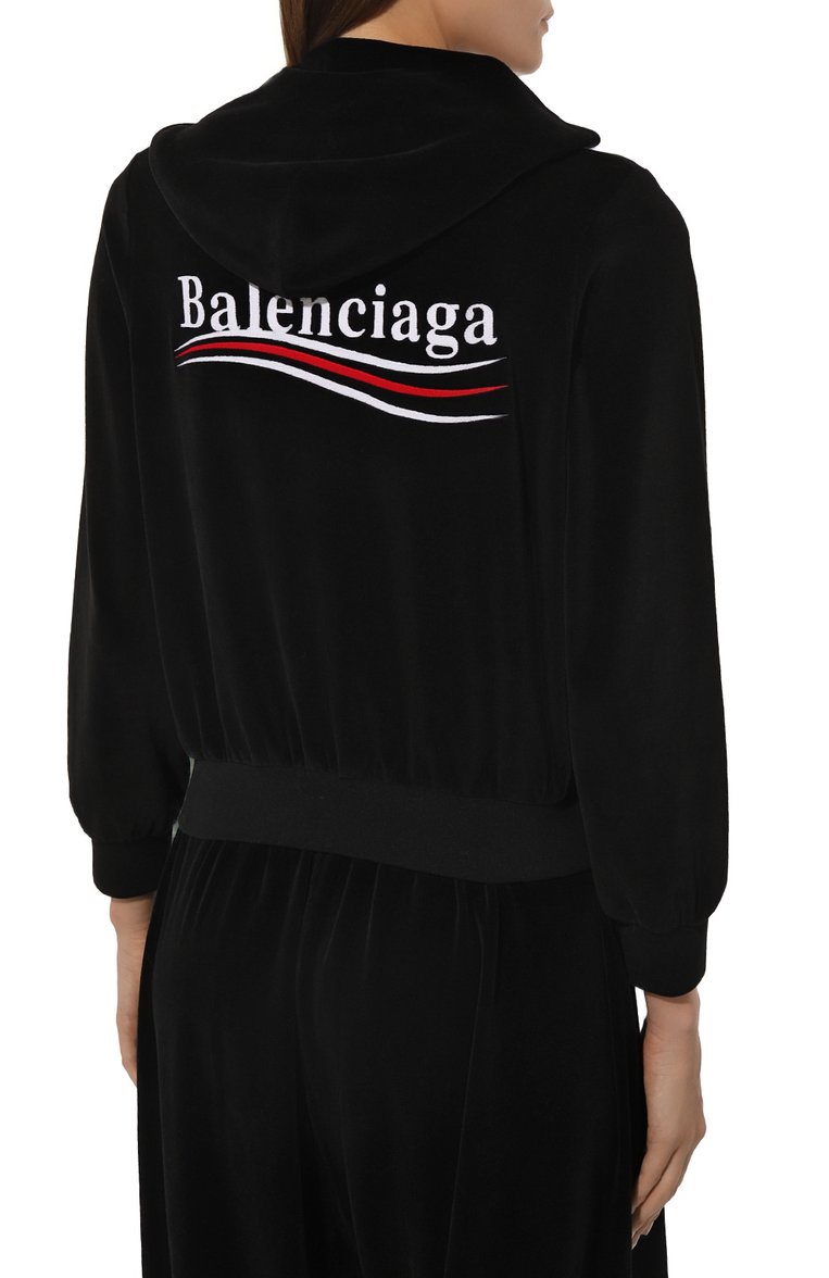 Женский хлопковая толстовка BALENCIAGA черного цвета, арт. 769022/TPVJ8 | Фото 4 (Длина (для топов): Стандартные; Материал внешний: Хлопок; Рукава: Длинные; Стили: Кэжуэл; Женское Кросс-КТ: Кардиган-одежда)