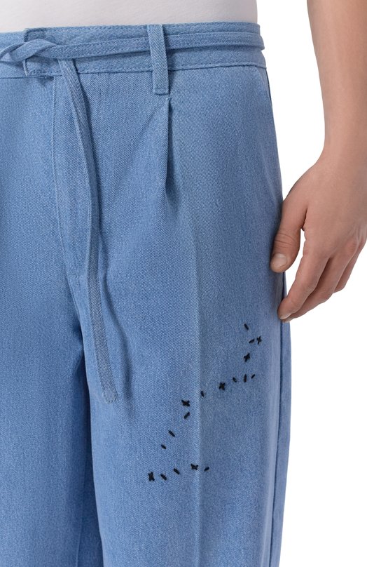 Хлопковые брюки DOMREBEL M LAZY/PLEATED TR0USERS Голубой  M LAZY/PLEATED TR0USERS Фото 5
