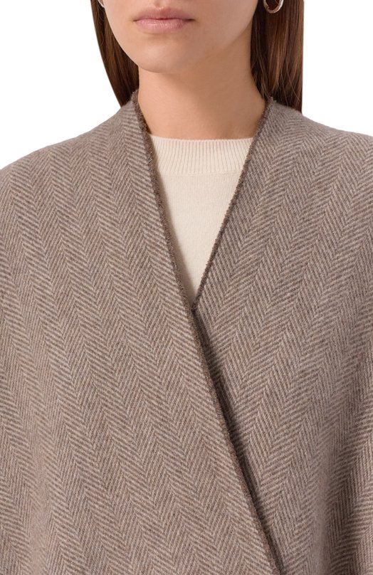 Кашемировое пончо Brunello Cucinelli MSCDAGP32 Бежевый  MSCDAGP32 Фото 5