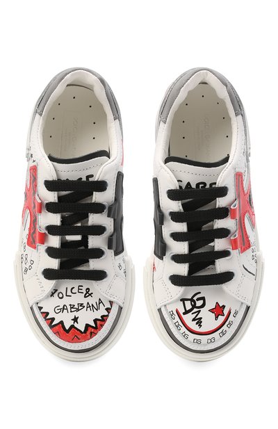 Кожаные кеды DOLCE & GABBANA черно-белого цвета по цене 41200 руб., арт. DA5051/AY205/24-28, фото 4 Кожаные кеды DOLCE & GABBANA, арт. DA5051/AY205/24-28, фото 4