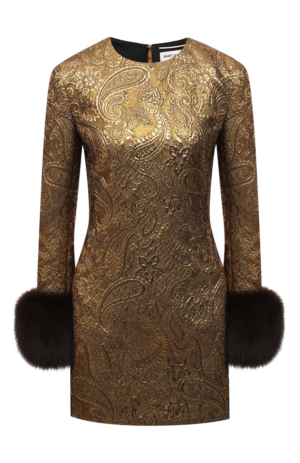 Платье с меховой отделкой SAINT LAURENT, арт. 673100/Y9D41, фото 1