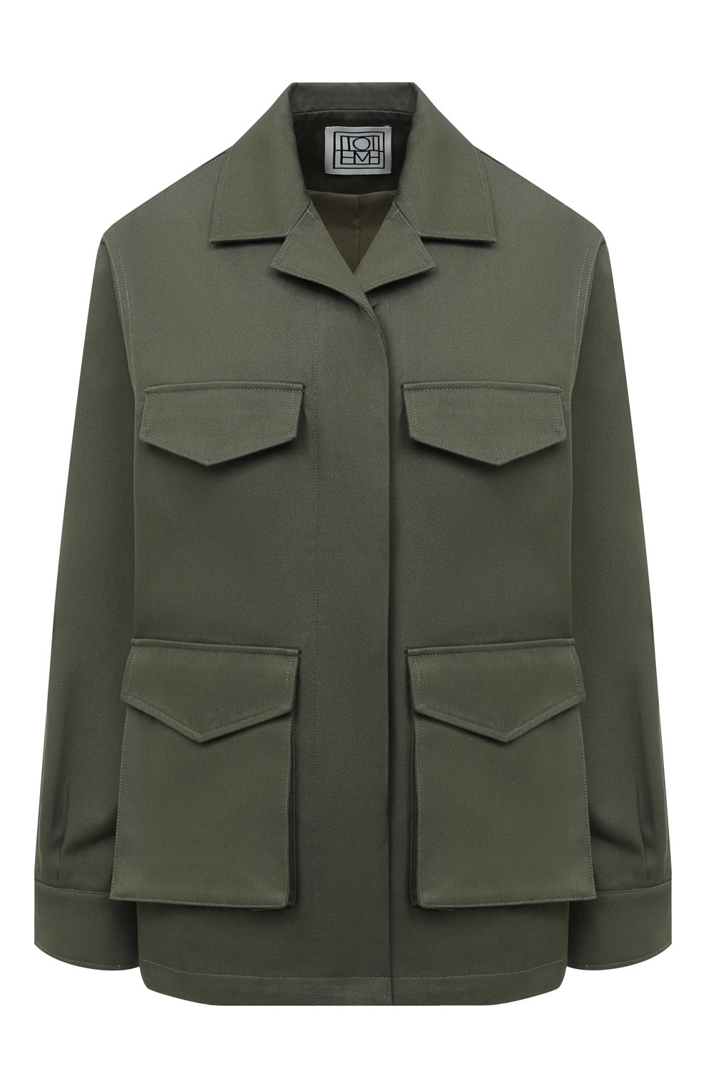 Хлопковая куртка TOTEME хаки цвета по цене 43850 руб., арт. AVIGN0N 203-103-721, фото 1 Хлопковая куртка TOTEME, арт. AVIGN0N 203-103-721, фото 1