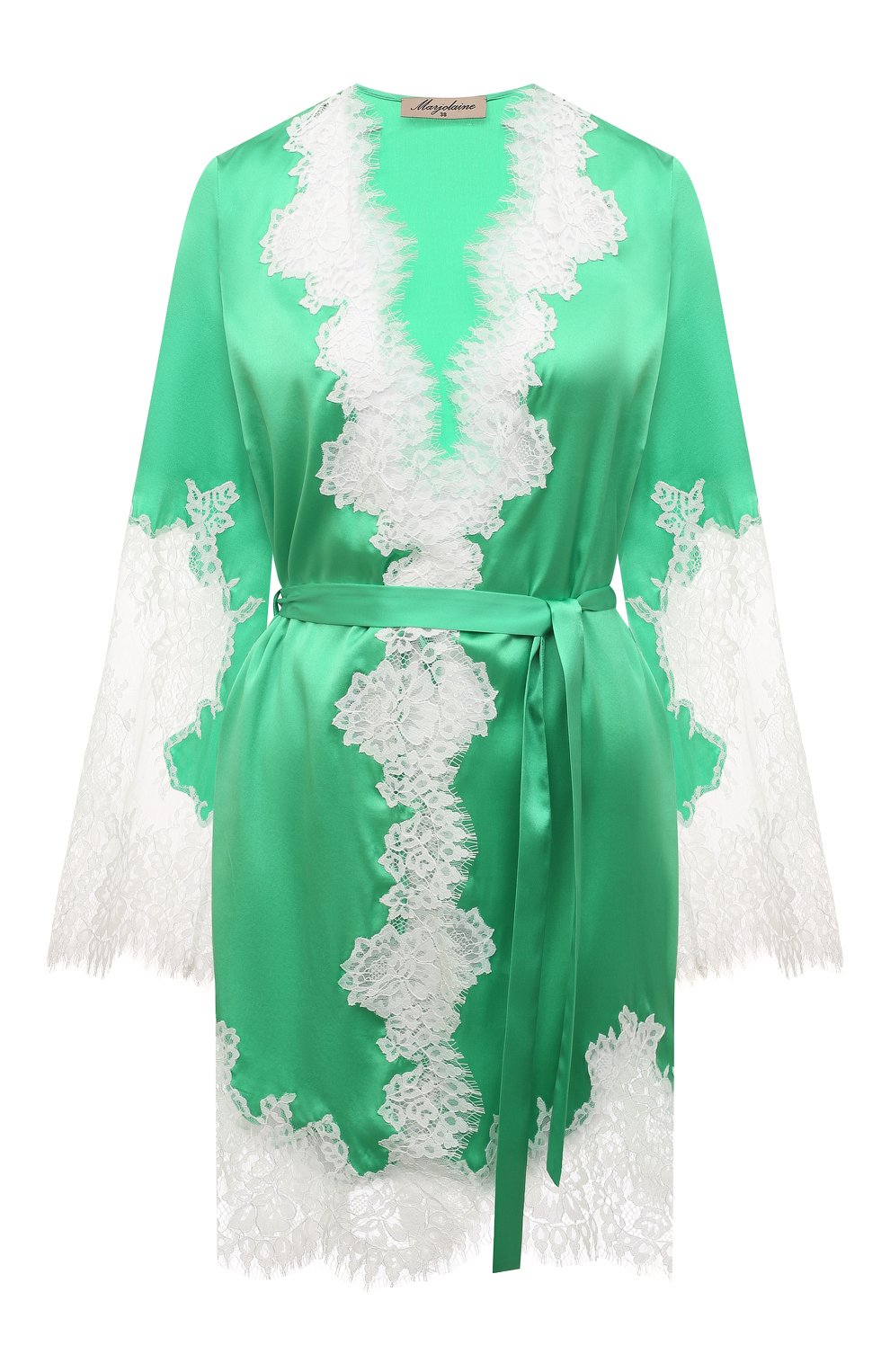 Шелковый халат MARJOLAINE зеленого цвета по цене 60550 руб., арт. 4RUB2001, фото 1 Шелковый халат MARJOLAINE, арт. 4RUB2001, фото 1