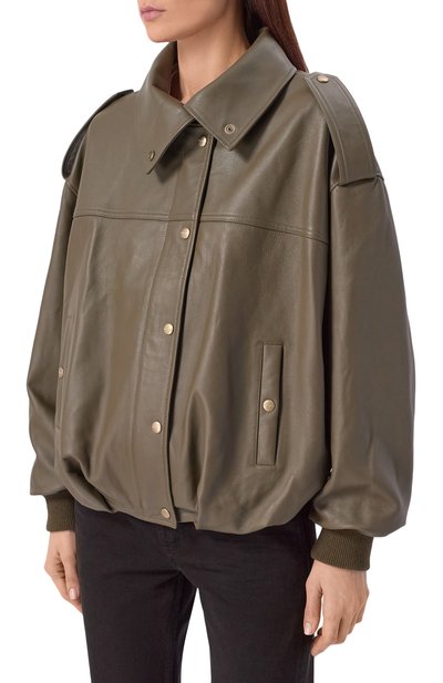 Кожаный бомбер HALFBOY, арт. HS261WL022 LT016/SM00TH LEATHER B0MBER, фото 3