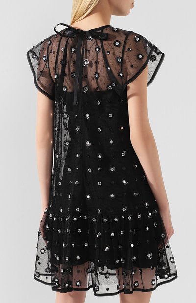 Платье с декоративной отделкой REDVALENTINO черного цвета по цене 72750 руб., арт. RR3VA01G/CRN, фото 4 Платье с декоративной отделкой REDVALENTINO, арт. RR3VA01G/CRN, фото 4