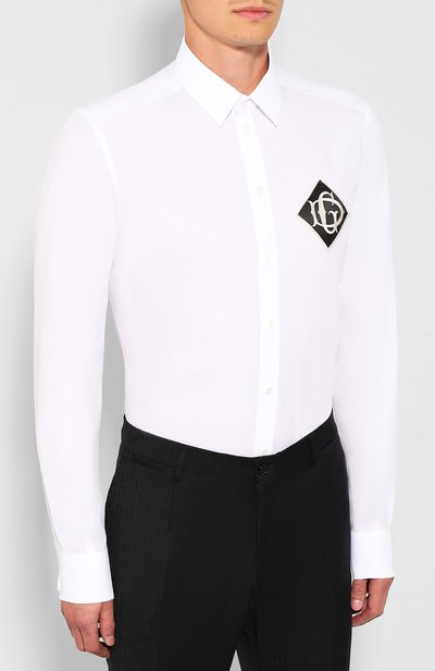 Хлопковая сорочка DOLCE & GABBANA белого цвета по цене 69950 руб., арт. G5EJ0Z/GEL32, фото 3 Хлопковая сорочка DOLCE & GABBANA, арт. G5EJ0Z/GEL32, фото 3