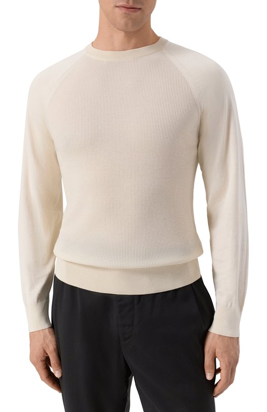 Джемпер из хлопка и шелка Canali C1119/MK02352 Кремовый  C1119/MK02352 Фото 3