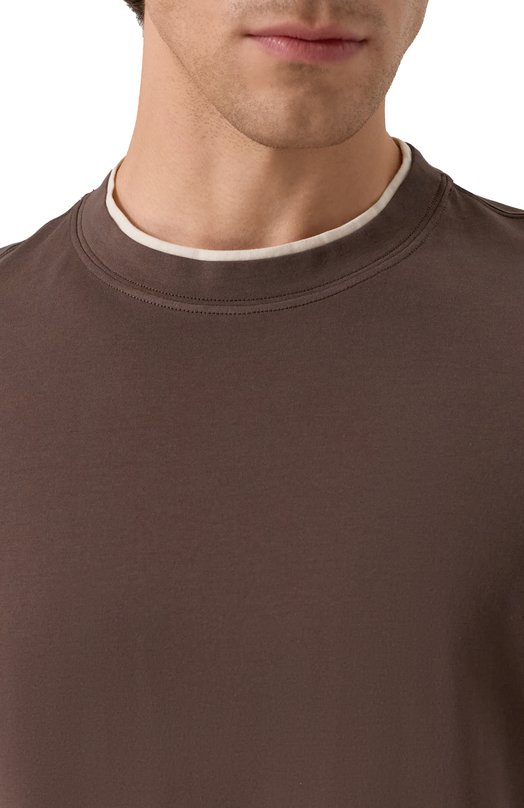 Хлопковая футболка Brunello Cucinelli M0B137427 Коричневый  M0B137427 Фото 5