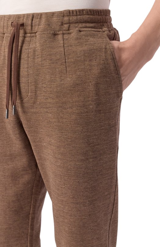 Брюки из хлопка и льна Capobianco 20M704.DH00. Коричневый  20M704.DH00. Фото 5