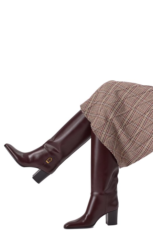 Кожаные сапоги Julia 70 Saint Laurent 818207/AAEHR Бордовый  818207/AAEHR Фото 2