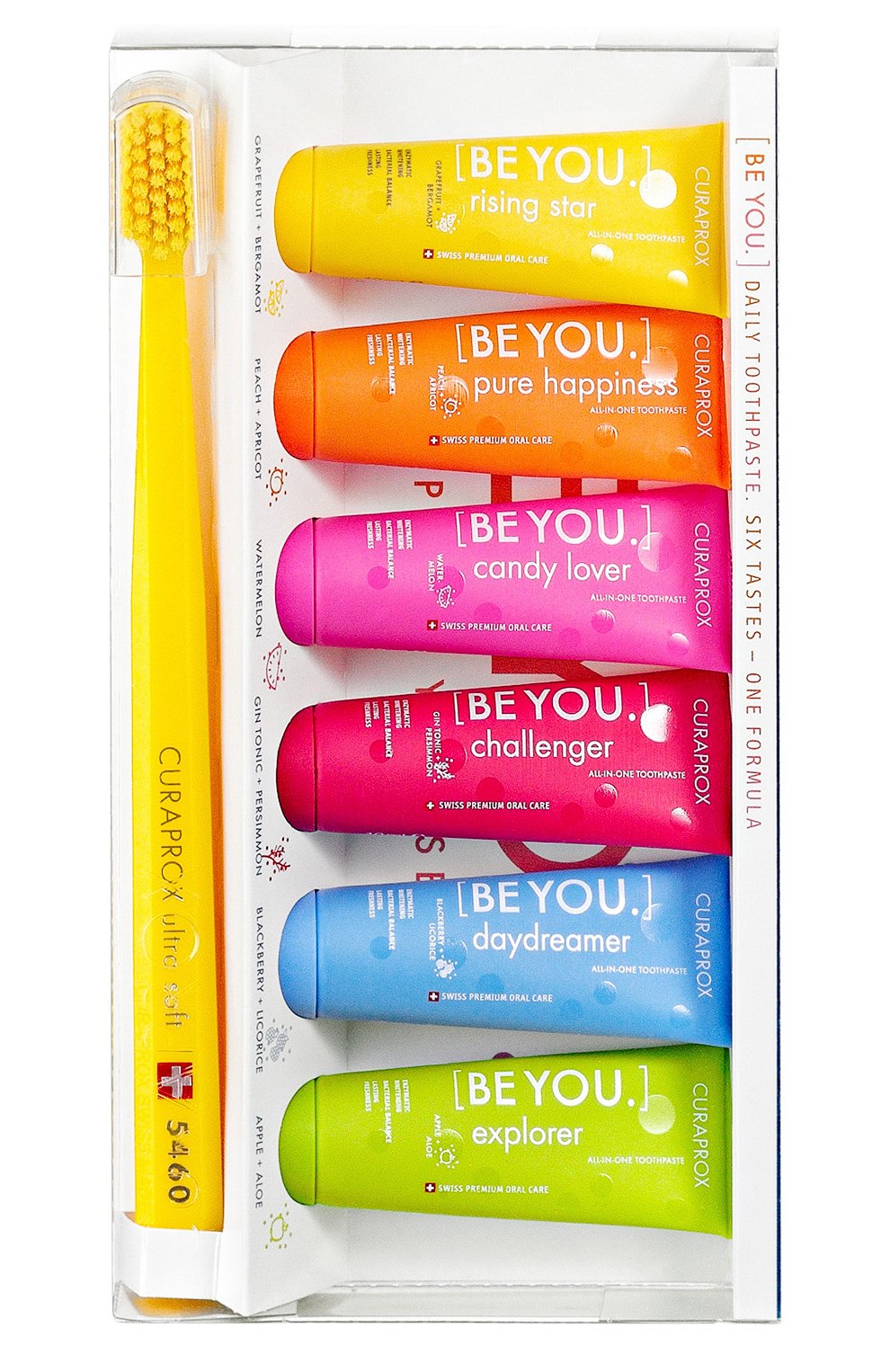 Набор зубных паст с ультрамягкой зубной щеткой (6x10ml) CURAPROX бесцветного цвета по цене 5040 руб., арт. 7612412425673, фото 1 Набор зубных паст с ультрамягкой зубной щеткой (6x10ml) CURAPROX, арт. 7612412425673, фото 1