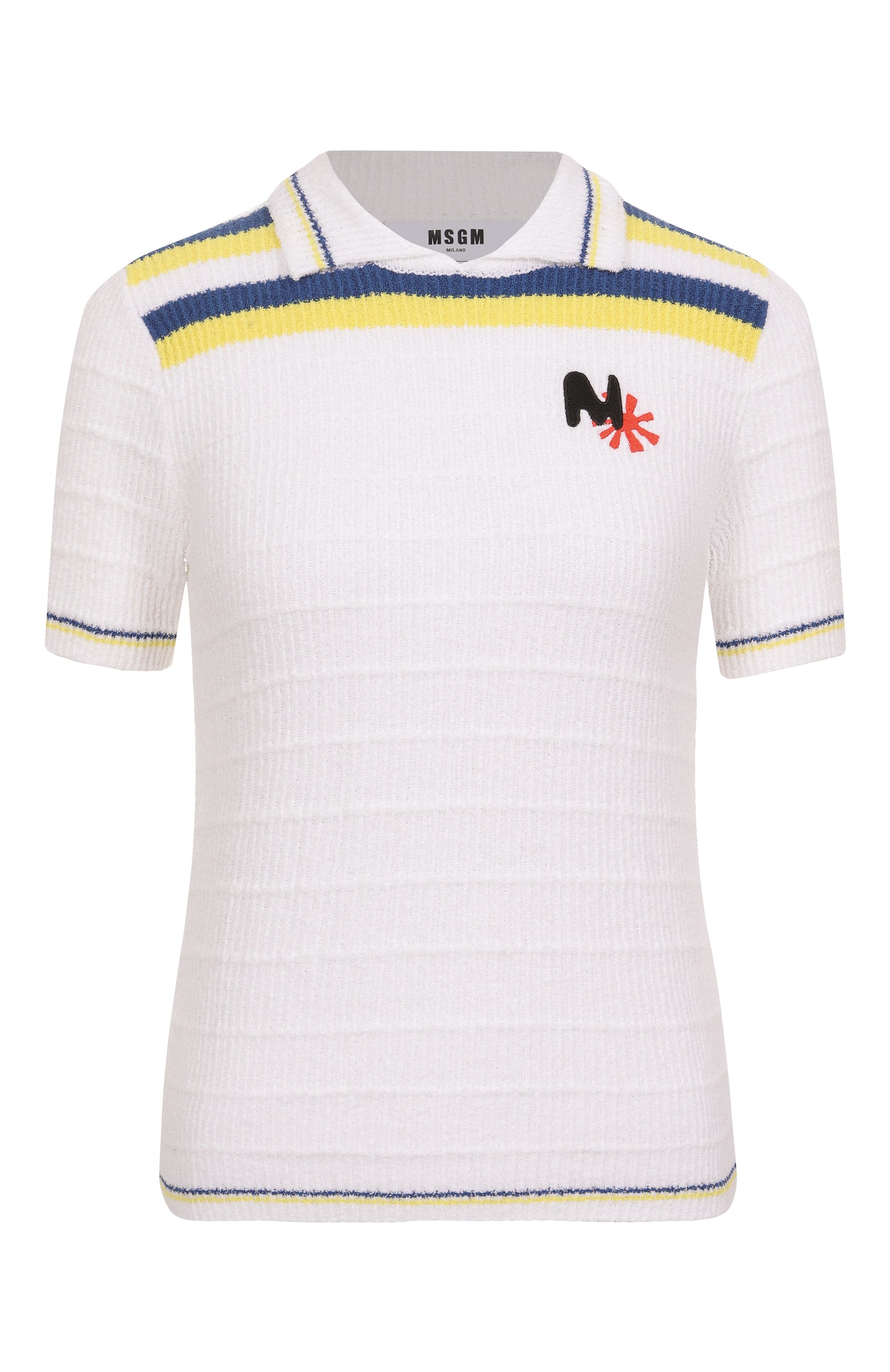 Хлопковое поло MSGM белого цвета по цене 31550 руб., арт. 3841MDM202/257289, фото 1 Хлопковое поло MSGM, арт. 3841MDM202/257289, фото 1