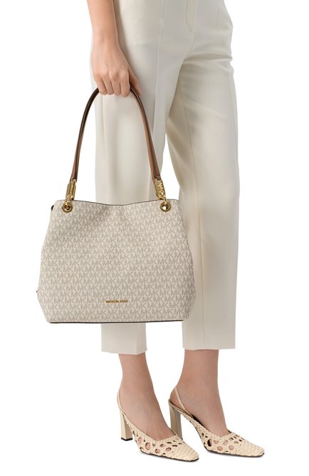 Женская сумка-тоут kensington large MICHAEL MICHAEL KORS кремвого цвета, арт. 30F3G8KT7B | Фото 2 (Драгоценные камни: Проставлено; Материал: Экокожа; Размер: large; Материал сплава: Проставлено)