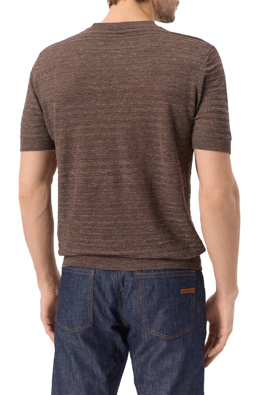 Джемпер изо льна и шелка Corneliani 25M565-2525114 Коричневый  25M565-2525114 Фото 4