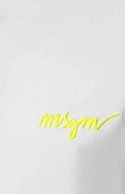 Хлопковая футболка MSGM белого цвета по цене 12800 руб., арт. 3241MDM540 227298, фото 5 Хлопковая футболка MSGM, арт. 3241MDM540 227298, фото 5