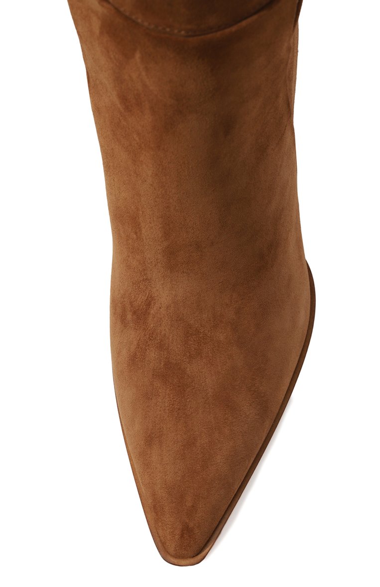 Женские замшевые казаки SANTONI коричневого цвета, арт. WT0P59670HI3TTV8M40 | Фото 6 (Материал внутренний: Натуральная кожа; Подошва: Плоская; Каблук высота: Высокий; Материал утеплителя: Без утеплителя; Материал внешний: Замша, Натуральная кожа; Женское Кросс-КТ: Казаки-ботинки)
