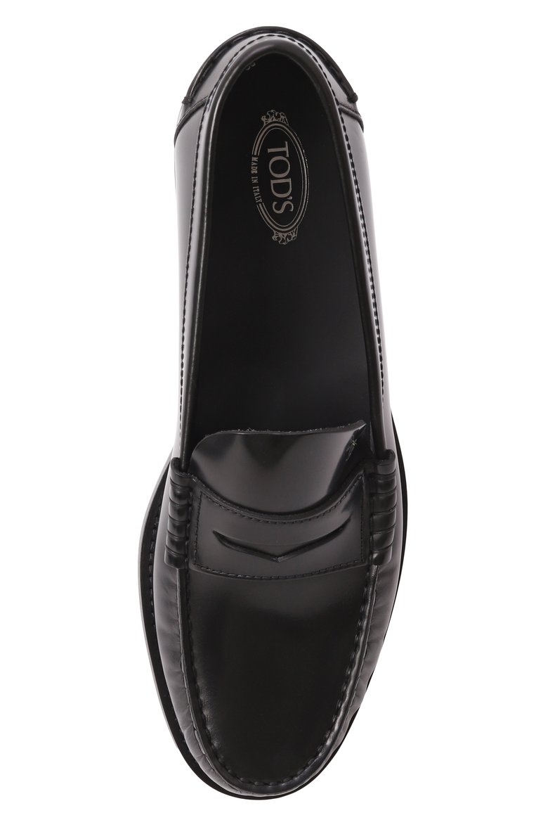 Женские кожаные пенни-лоферы TOD’S черного цвета, арт. XXW34L0I010AKT | Фото 6 (Драгоценные камни: Проставлено; Материал сплава: Проставлено; Материал внешний: Натуральная кожа; Материал внутренний: Натуральная кожа; Каблук высота: Низкий; Подошва: Плоская)