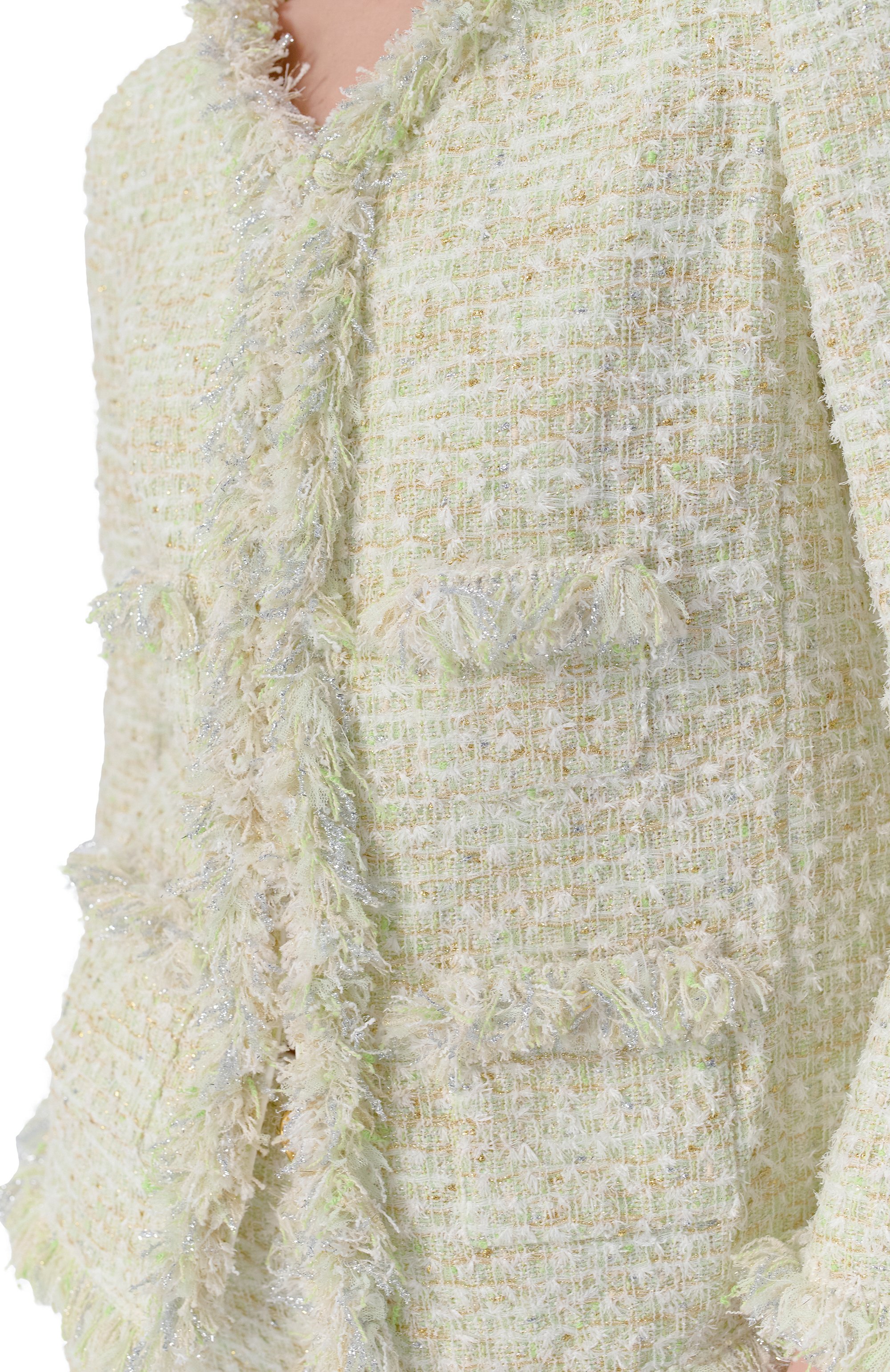 Твидовый жакет GIAMBATTISTA VALLI светло-зеленого цвета по цене 527500 руб., арт. 25SSPVCA6225-14UBE, фото 5 Твидовый жакет GIAMBATTISTA VALLI, арт. 25SSPVCA6225-14UBE, фото 5