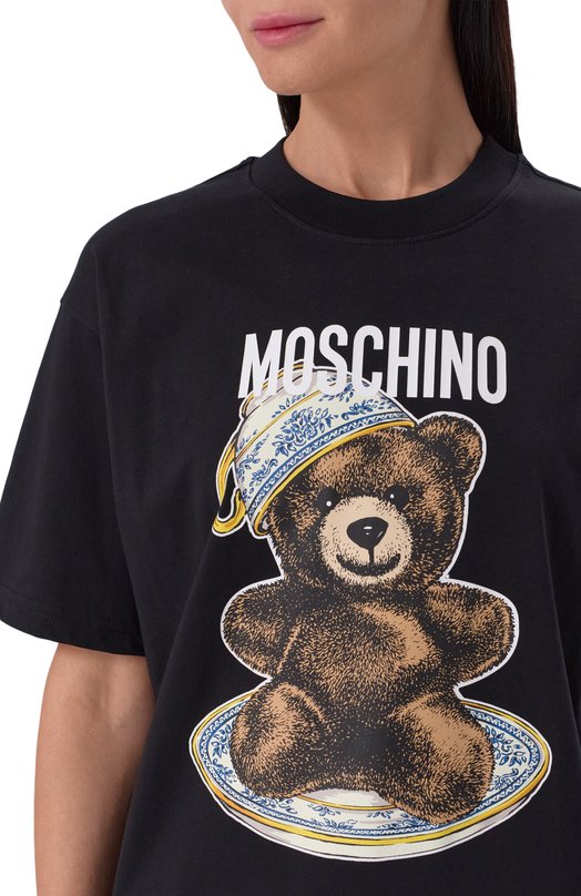 Хлопковая футболка Moschino V0724/5541 Чёрный  V0724/5541 Фото 5