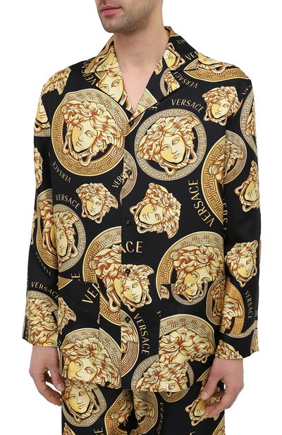 Шелковая сорочка VERSACE золотого цвета по цене 163000 руб., арт. AUU05060/1F00596, фото 3 Шелковая сорочка VERSACE, арт. AUU05060/1F00596, фото 3