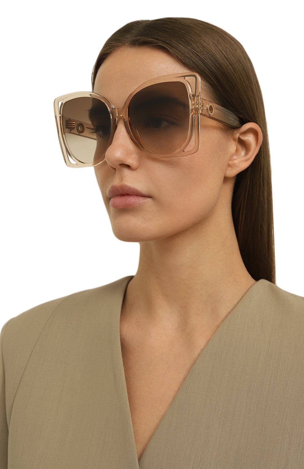 Солнцезащитные очки LINDA FARROW молочного цвета по цене 53750 руб., арт. LFL1357C3SUN, фото 2 Солнцезащитные очки LINDA FARROW, арт. LFL1357C3SUN, фото 2