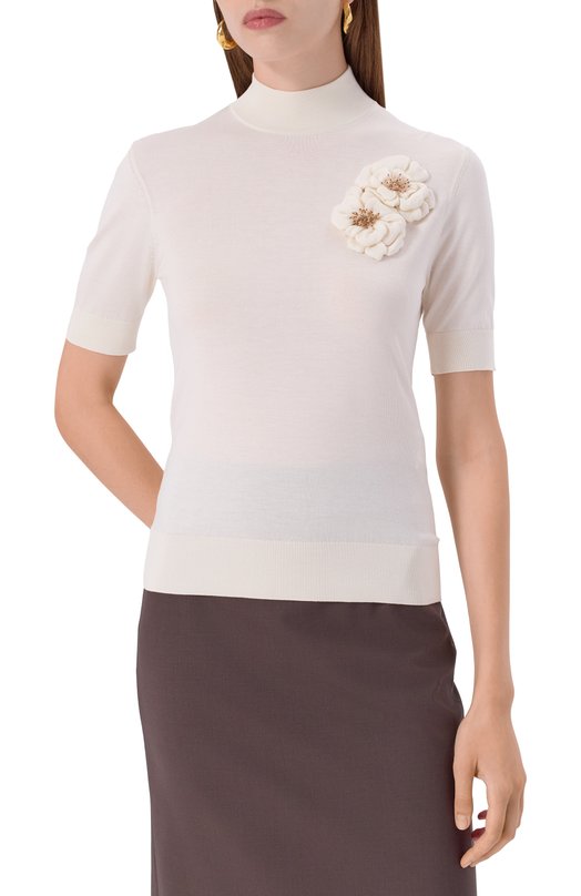 Шелковый топ Dolce & Gabbana FXW52Z/JBS01 Кремовый  FXW52Z/JBS01 Фото 3