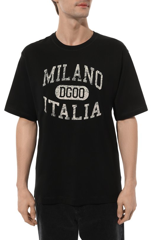 Хлопковая футболка Dolce & Gabbana G8PN9T/G7NPV Чёрный  G8PN9T/G7NPV Фото 3
