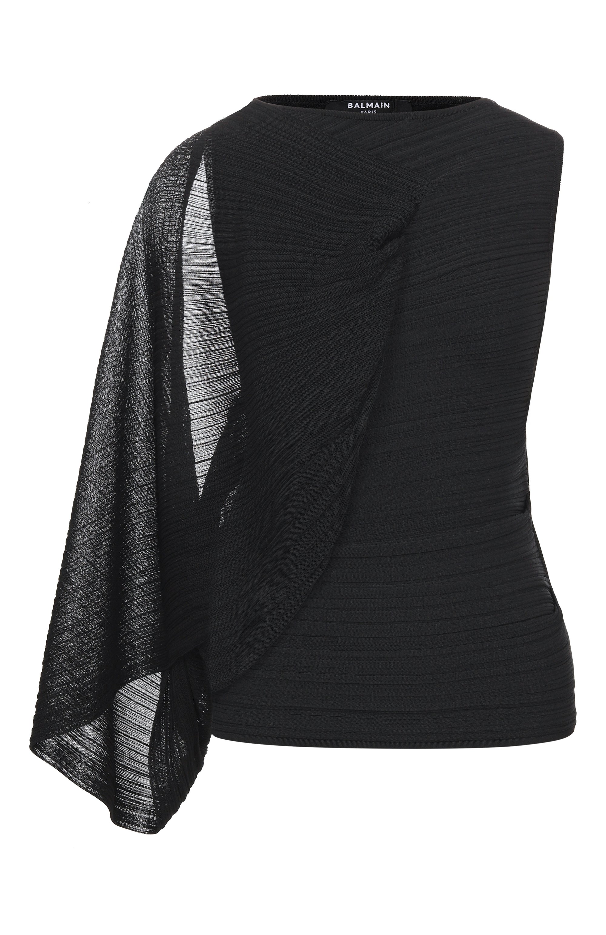 Топ из вискозы BALMAIN черного цвета по цене 209500 руб., арт. HF1AK050/KK08, фото 1 Топ из вискозы BALMAIN, арт. HF1AK050/KK08, фото 1