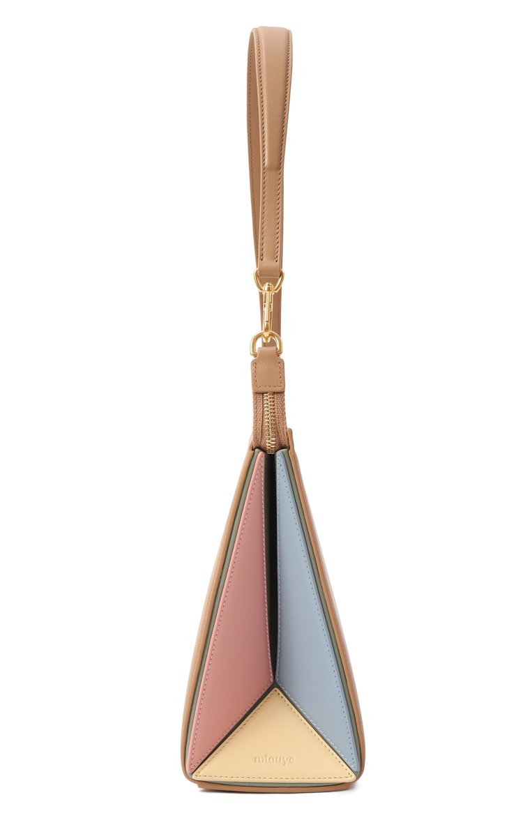 Женская сумка triangle large MLOUYE бежевого цвета, арт. 10-081 | Фото 4 (Размер: large; Материал: Натуральная кожа)