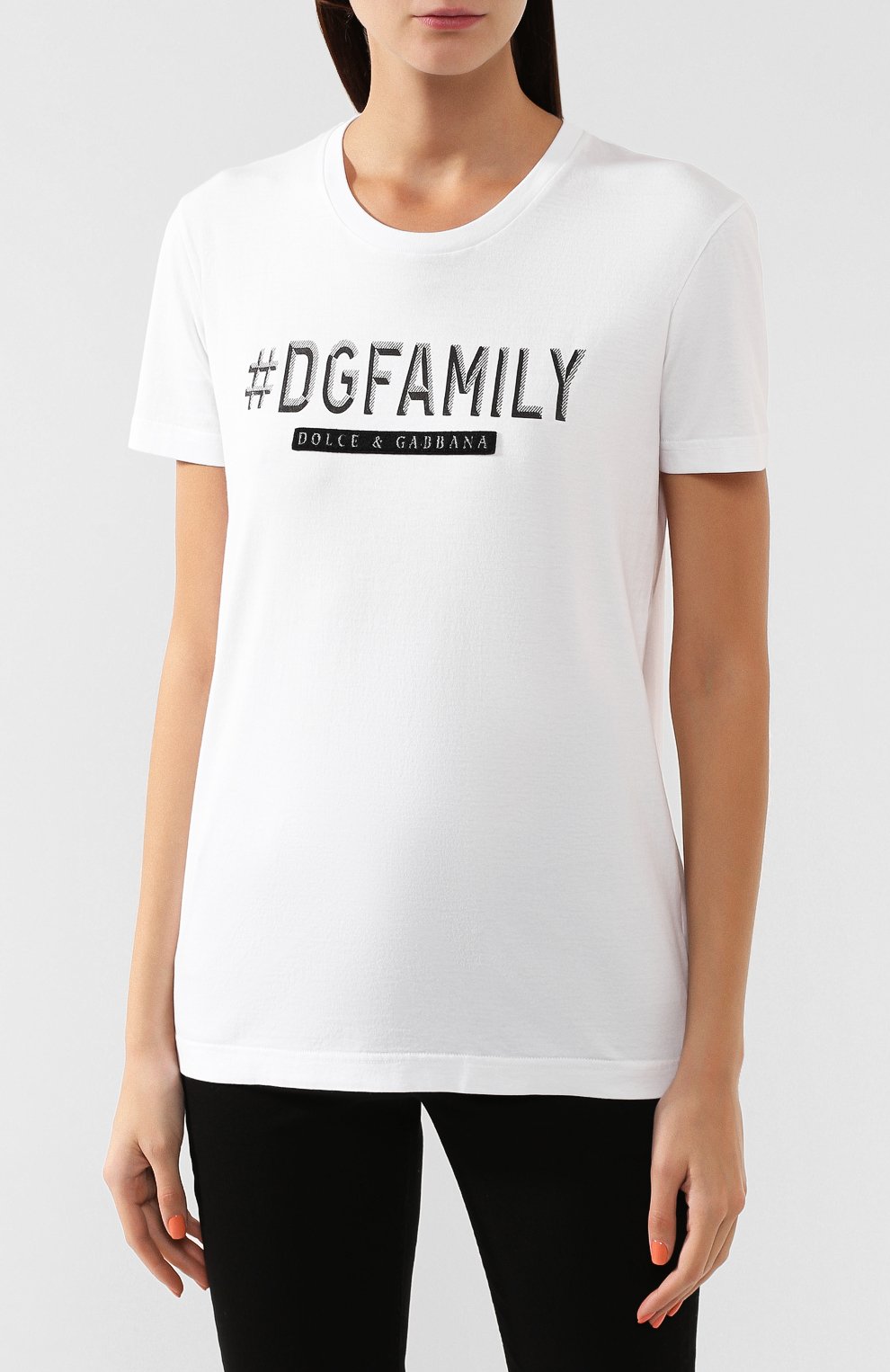 Хлопковая футболка DOLCE & GABBANA белого цвета по цене 58950 руб., арт. F8L61Z/G7TYN, фото 3 Хлопковая футболка DOLCE & GABBANA, арт. F8L61Z/G7TYN, фото 3