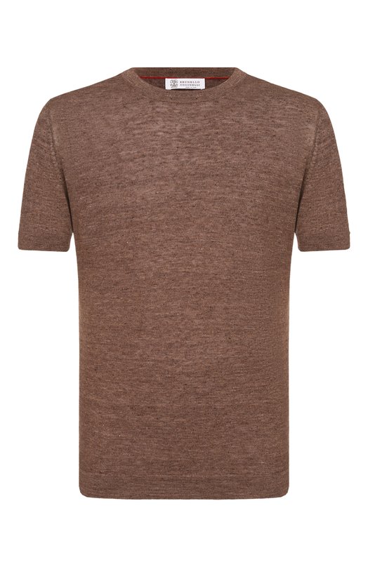 Футболка изо льна и хлопка Brunello Cucinelli M2L00340 Коричневый M2L00340