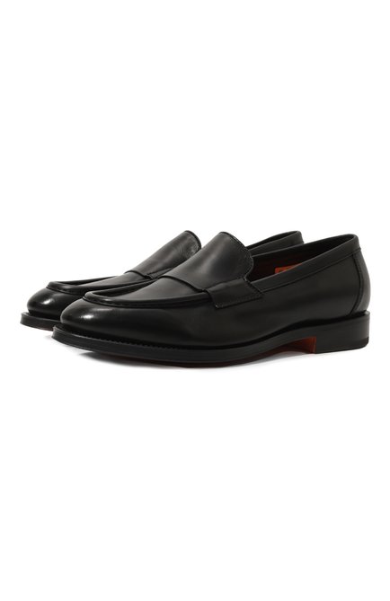 Мужские кожаные лоферы SANTONI черного цвета по цене 92750 руб., арт. MCCG18357PD5SSG6N01 | Фото 1