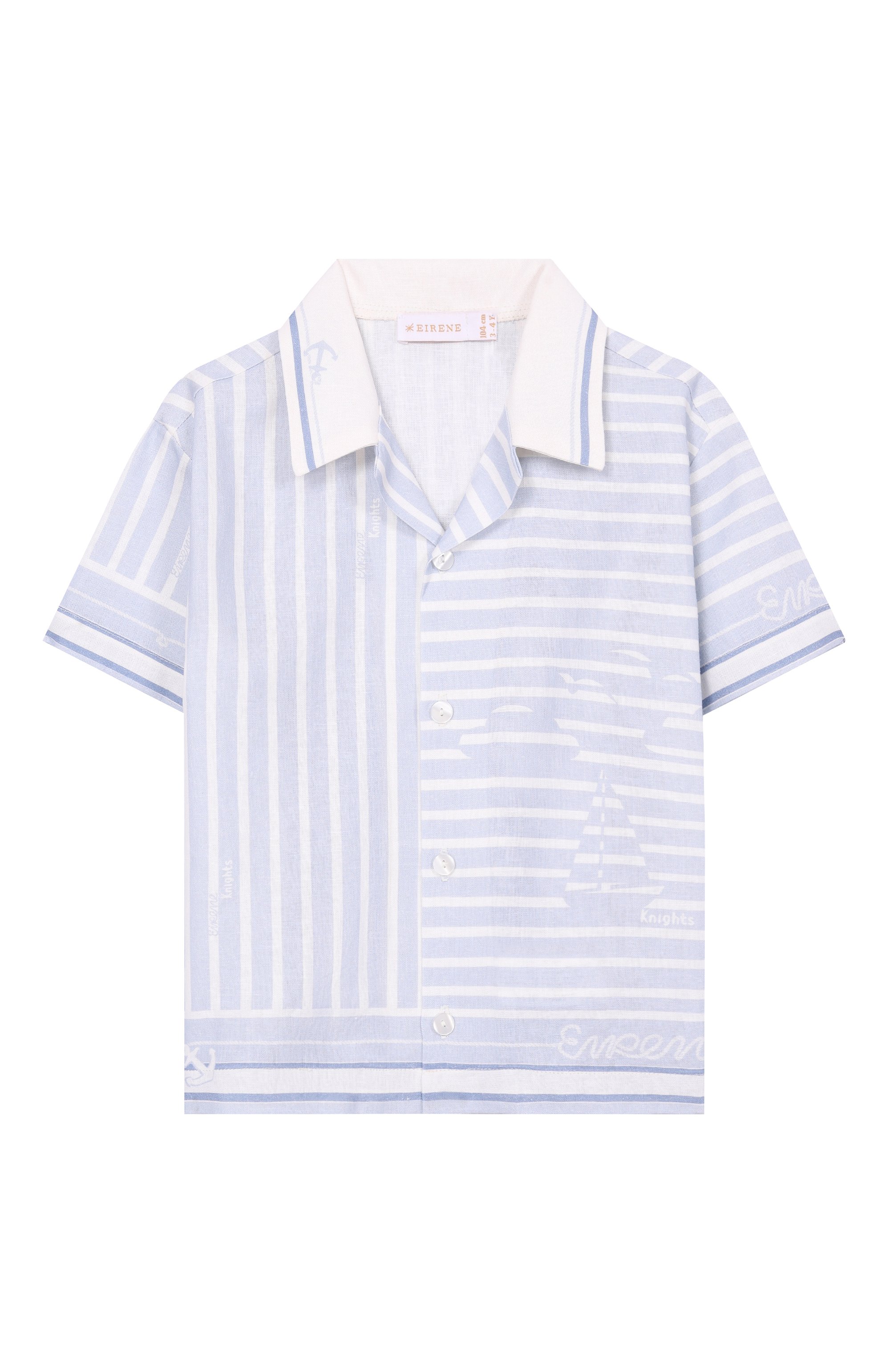 Рубашка из вискозы и льна EIRENE голубого цвета по цене 9460 руб., арт. SS26134, фото 1 Рубашка из вискозы и льна EIRENE, арт. SS26134, фото 1