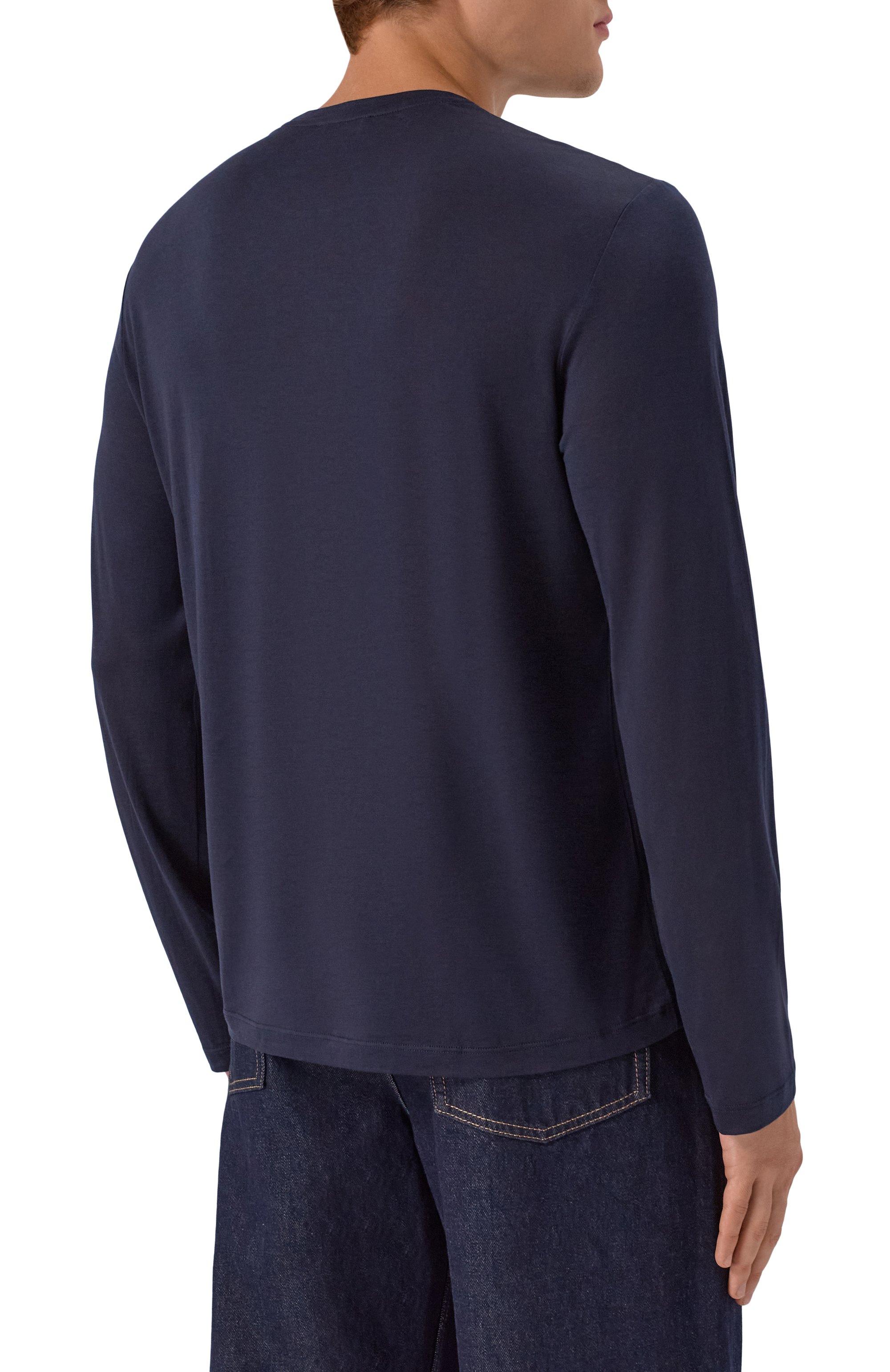 Лонгслив из шелка и хлопка 12 STOREEZ темно-синего цвета по цене 19000 руб., арт. 134229, фото 4 Лонгслив из шелка и хлопка 12 STOREEZ, арт. 134229, фото 4