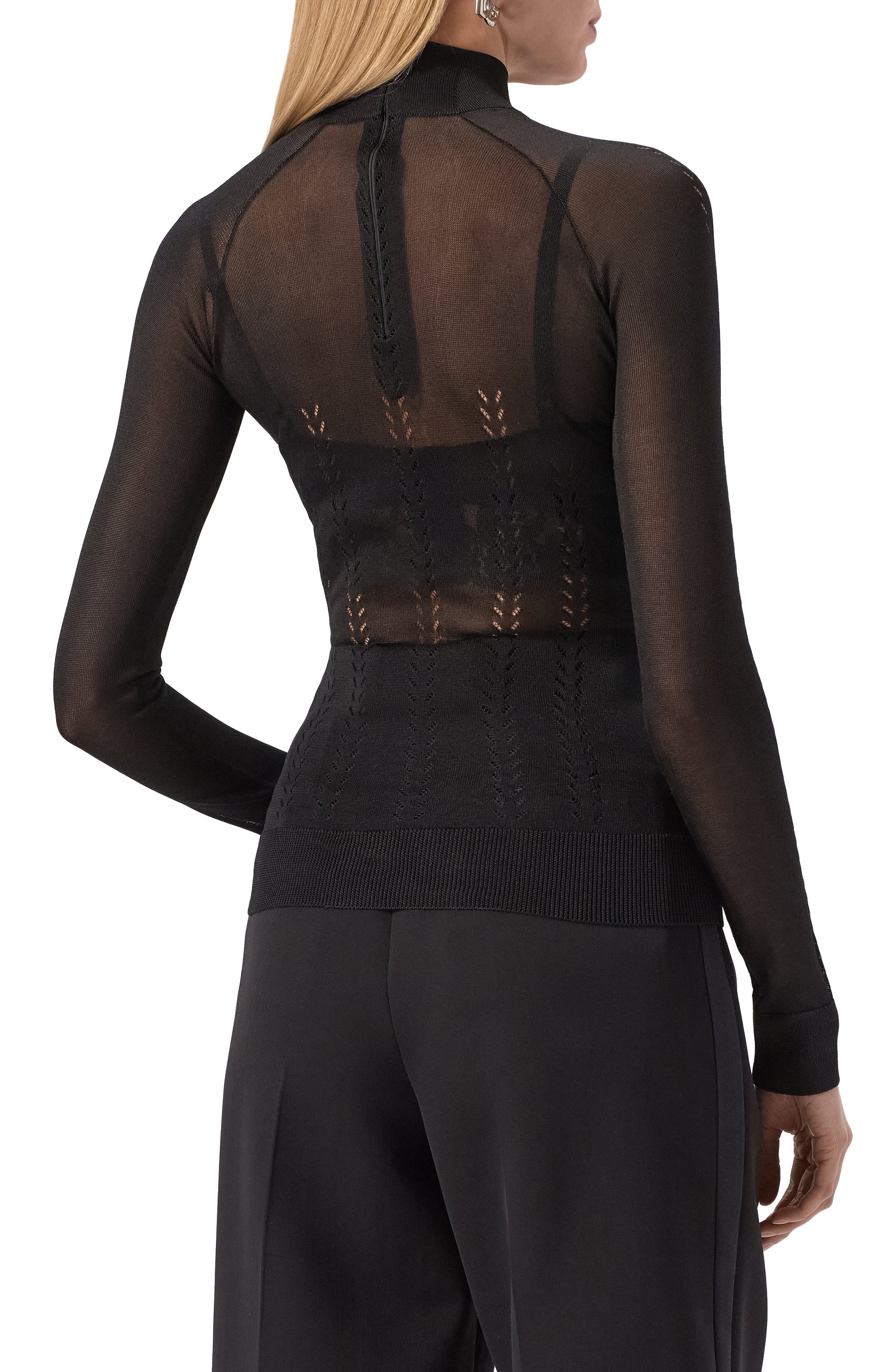 Шелковый топ DOLCE & GABBANA черного цвета по цене 209000 руб., арт. FXW44T/JBSLL, фото 4 Шелковый топ DOLCE & GABBANA, арт. FXW44T/JBSLL, фото 4