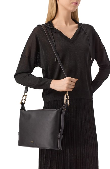 Женская сумка furla nuvola medium FURLA черного цвета, арт. WB01656/BX2045 | Фото 2 (Ремень/цепочка: На ремешке; Драгоценные камни: Проставлено; Размер: medium; Материал: Натуральная кожа; Материал сплава: Проставлено)