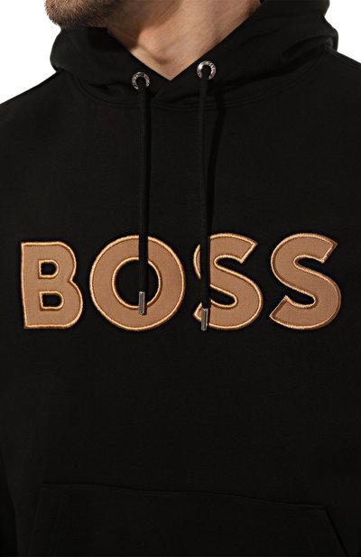 Хлопковое худи BOSS черного цвета по цене 17400 руб., арт. 50486243, фото 5 Хлопковое худи BOSS, арт. 50486243, фото 5