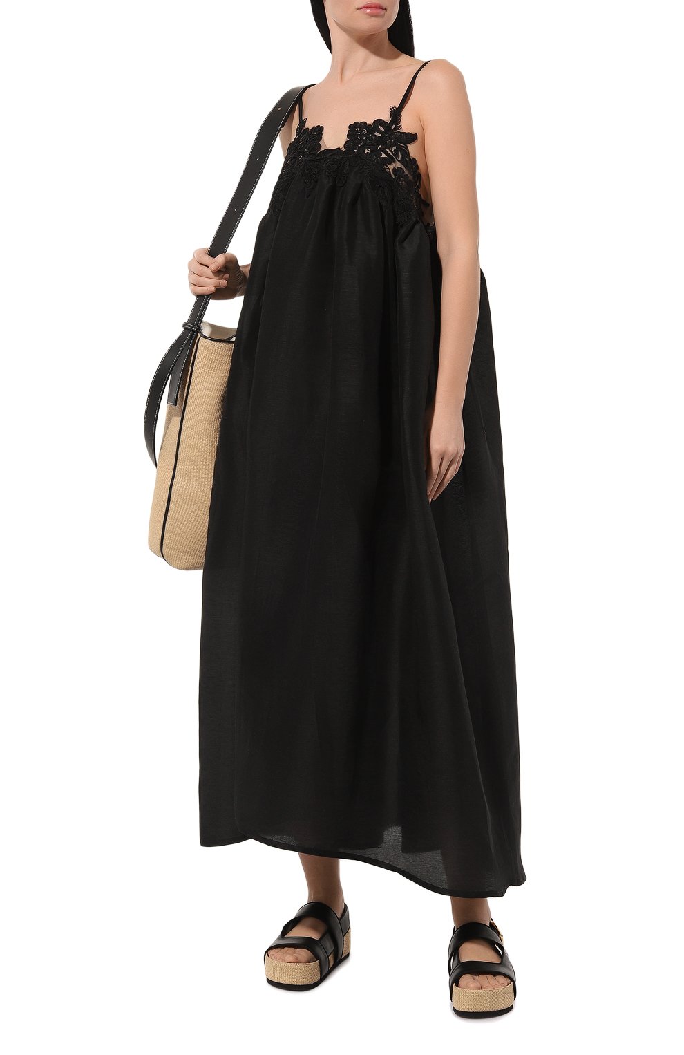 Платье изо льна и шелка MAURIZIO черного цвета по цене 55750 руб., арт. MZS4W06461077N, фото 2 Платье изо льна и шелка MAURIZIO, арт. MZS4W06461077N, фото 2