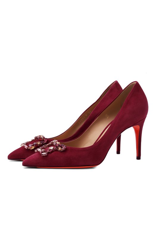 Замшевые туфли Santoni WDIG71889HI2NMGD Бордовый WDIG71889HI2NMGD